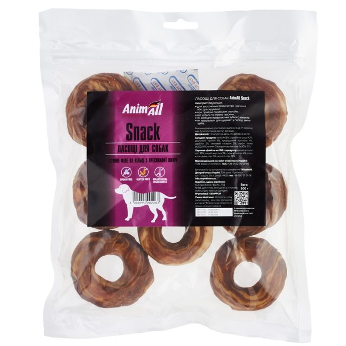 Лакомство AnimAll Snack утиное филе на кольце из прессованной кожи для собак 500 г