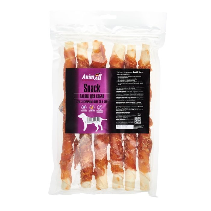 Лакомство AnimAll Snack сток с куриным филе 25.5*3 см для собак, 500 г (6 шт)