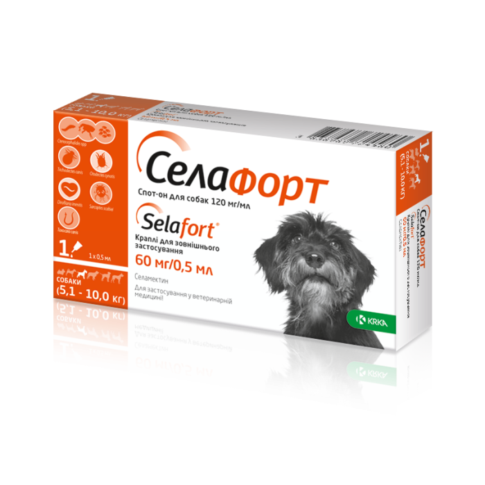 Селафорт для собак 60мг/0,5мл спот он (5,1-10кг) №1