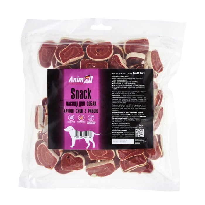 Лакомство AnimAll Snack утиные суши с рыбой для собак 500 г, 99609