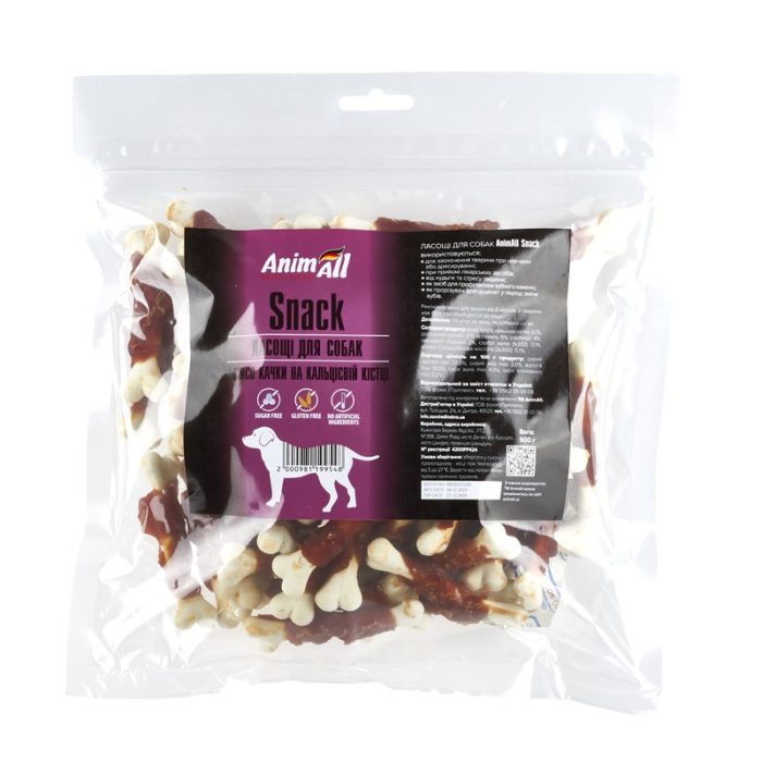 Лакомство AnimAll Snack мясо утки на кальциевой кости для собак 500 г, 99548