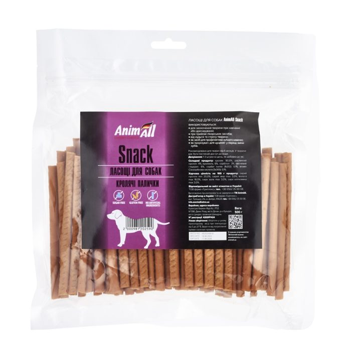 Ласощі AnimAll Snack кролячі палички для собак 500 г, 02590