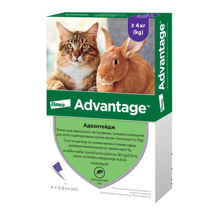 Elanco (Bayer) Advantage 80- для котів вагою, від 4кг до 8кг 1піпетка