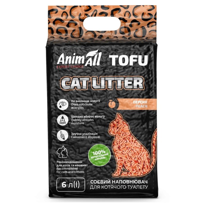 Наповнювач AnimAll ТОФФУ з ароматом персика 2,6 кг/6 літрів