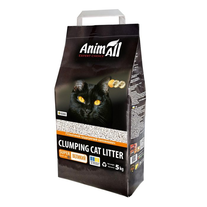 AnimAll Наповнювач для котячого туалету велика фракція Бентонітовий комкуючий 5 кг (6 л)