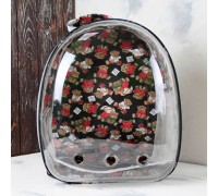 Рюкзак ОВАЛ ЕКРАН для котів і собак 30×37×20 ВЕДМЕДИКИ ЧОРНИЙ..