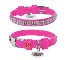 Ошейник для собак кожаный WAUDOG Glamour с QR паспортом, 