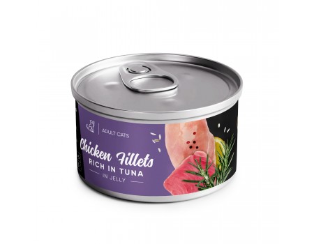 Влажный корм Savory Chicken Fillets rich in Tuna in Jelly for Adult Cats куриное филе с тунцом в желе для взрослых котов, 70 г