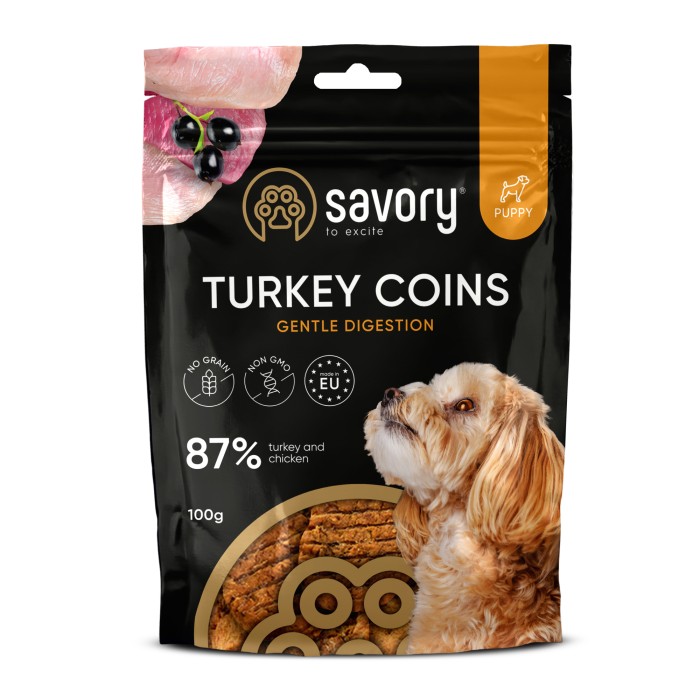 Джерки Savory Puppy Coins With Turkey, монетки для щенков с индейкой, 100 г