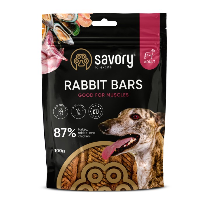 Джерки Savory Bars With Rabbit, батончики с кроликом, 100 г