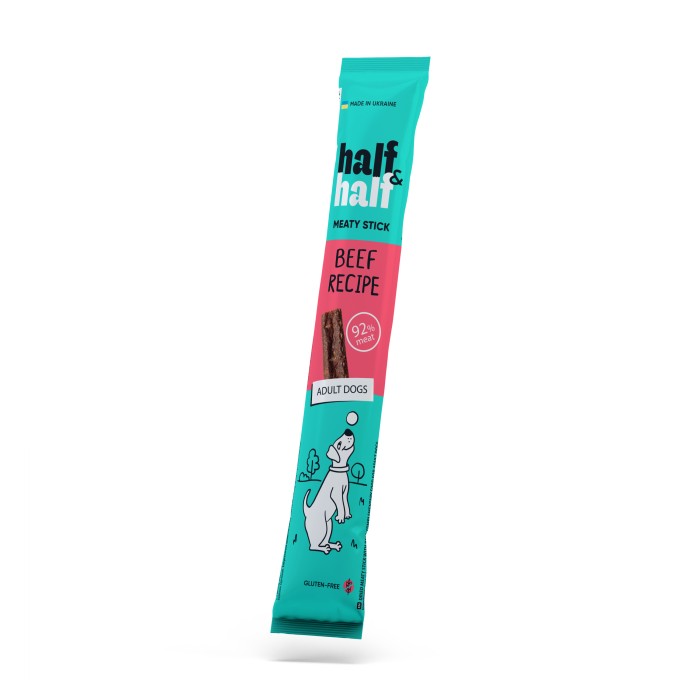 Ласощі для собак Half&Half м'ясна паличка з яловичиною, 12 г