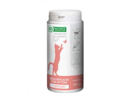 Nature's Protection Kitty-milk, заменитель молока для котят для развития костей и здорового роста, 200 г,
