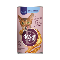Дополнительный корм для кошек DELICKCIOUS, напиток с океанической рыбой, 140 г