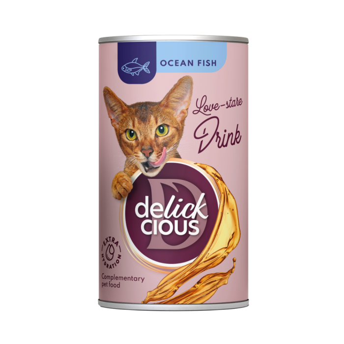 Дополнительный корм для кошек DELICKCIOUS, напиток с океанической рыбой, 140 г