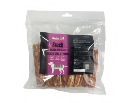 Лакомство AnimAll Snack лососевые стики с треской для собак 500 г, 99524