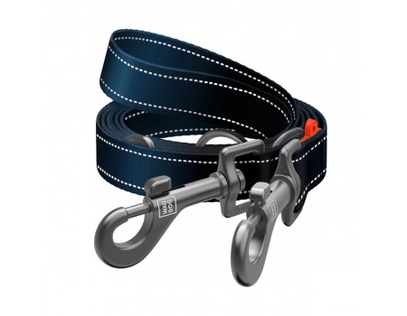 Поводок-перестежка для собак WAUDOG Nylon Mono, светоотражающий, М, Ш 20 мм, Д 300 см, черный