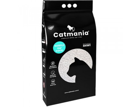 Бентонитовый наполнитель Catmania для кошек с запахом марсельского мыла, бирюзовые гранулы, 5 л