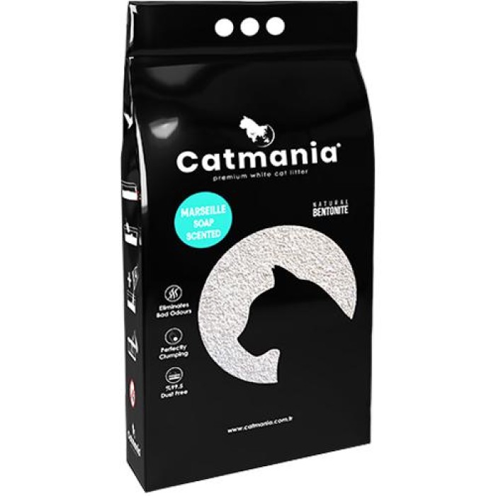 Бентонитовый наполнитель Catmania для кошек с запахом марсельского мыла, бирюзовые гранулы, 5 л