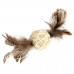Игрушка для кошек Плетеный мячик с колокольчиком и перьями GiGwi Catch&scratch перо, дерево, 13 см