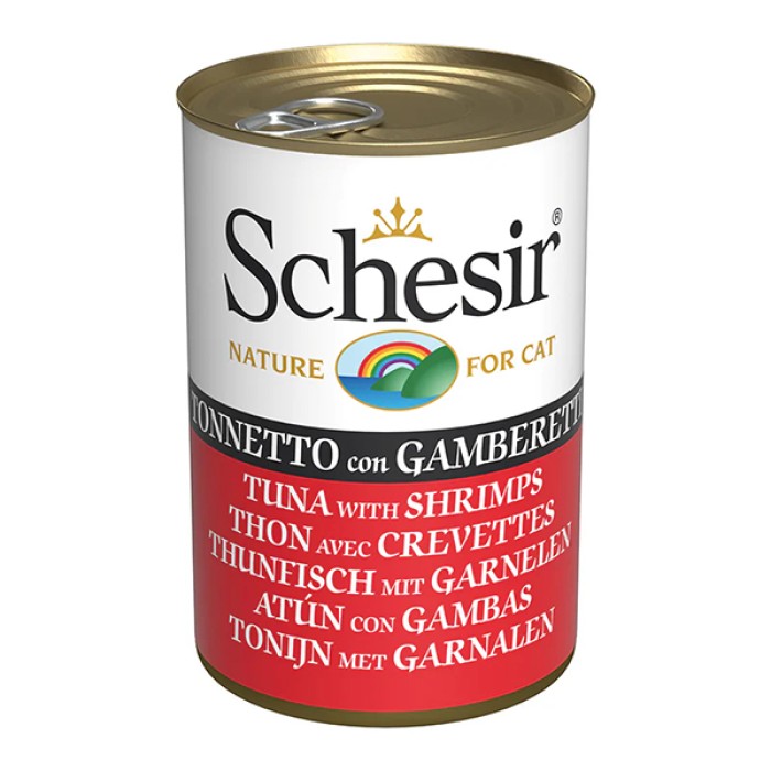 Schesir Tuna with Shrimps ШЕЗІР ТУНЕЦЬ З КРЕВЕТКАМИ в желе натуральні консерви для котів 140г