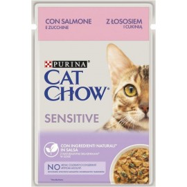 Вологий корм Purina Cat Chow для кішок з чутливим травленням шматочки в желе з лососем та цукіні 85 г