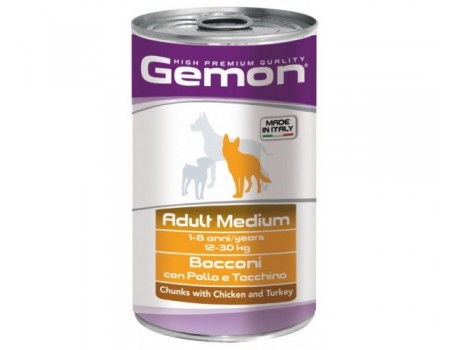 Консервы Gemon Dog Wet Medium Adult курица с индейкой 1,25 кг