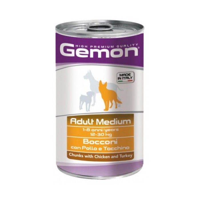 Консервы Gemon Dog Wet Medium Adult курица с индейкой 1,25 кг