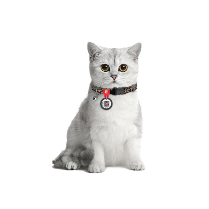 Нашийник для котів WAUDOG Nylon з QR "Леопард", нейлоновий, XS, Ш 10 мм, Д 20-30 см