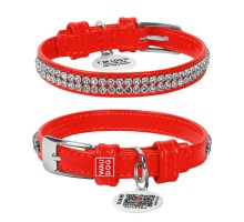 Ошейник для собак кожаный WAUDOG Glamour с QR паспортом, 