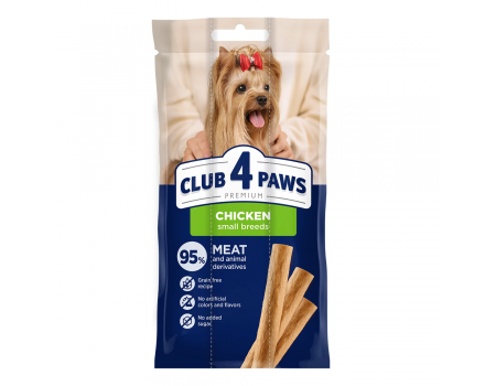 Мясная палочка Club 4 Paws (Клуб 4 лапы) Premium, для взрослых собак малых пород, со вкусом курицы, 36 г
