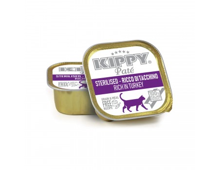 Корм влажный Kippy для стерилизованных кошек "Pate Sterilised Cats Turkey", с индейкой, паштет, 90 г