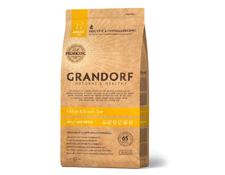 Grandorf Грандорф 4 Meat & Brown Rice Adult Mini - Грандорф Сухой корм 4 вида мяса с бурым рисом для мини пород от 1го года, 8 кг