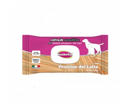 Серветки Inodorina Salv Sensitive Prot Latte з молочними білками, 40 шт