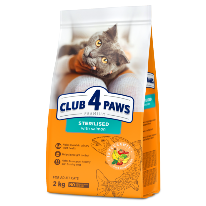 Club 4 Paws Premium "Стерилізовані лосось" Сухий корм для дорослих котів, 2 кг