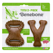 Набор из 2 прочных игрушек для жевания Benebone - Кленовая ветвь+Рычаг, со вкусом бекона, для собак до 7кг