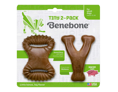Набір з 2 міцних іграшок для жування Benebone - Кленова гілка+Важіль, зі смаком бекону, для собак до 7кг