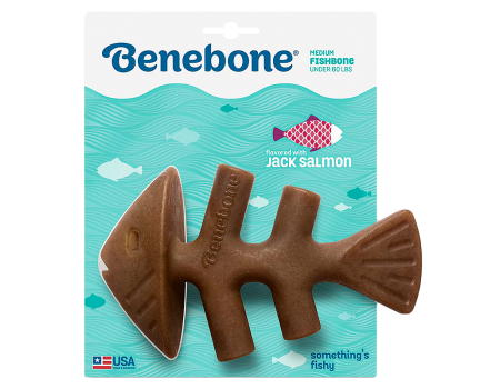 Іграшка міцна для жування Benebone Рибна кістка, зі смаком лосося - MEDIUM, для собак вагою до 27 кг 