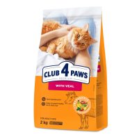 Сухой корм CLUB 4 PAWS Adult with Veal, для взрослых кошек, с телятиной, 2 кг