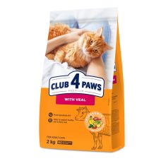 Сухой корм CLUB 4 PAWS Adult with Veal, для взрослых кошек, с телятиной, 2 кг