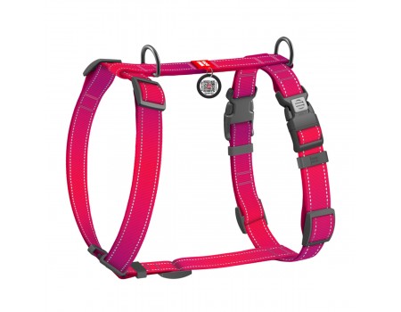 Шлея для собак H-подібна WAUDOG Nylon Mono QR світловід. розмір S Ш 15мм A 30-45cм B 35-45cм рожевий
