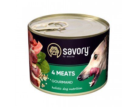 Влажный корм для взрослых собак Savory, с четырьмя видами мяса, 200 г