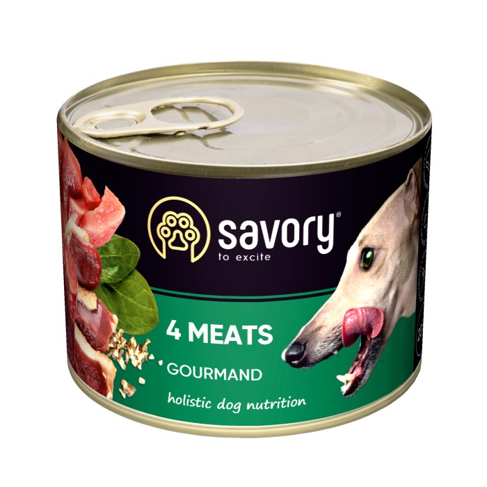 Влажный корм для взрослых собак Savory, с четырьмя видами мяса, 200 г