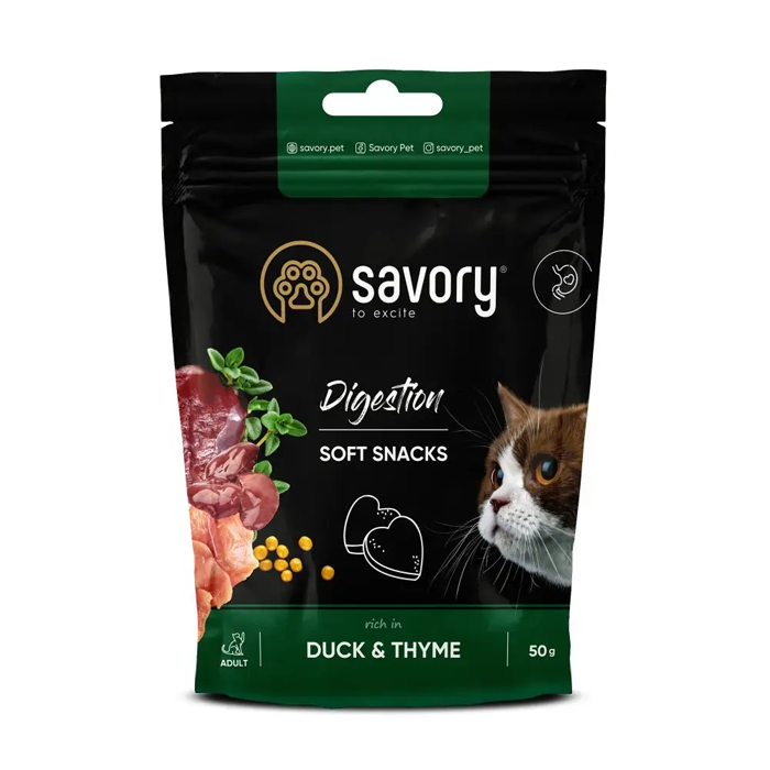 Мягкое лакомство для кошек Savory Digestion - с уткой и чабрецом 50 г