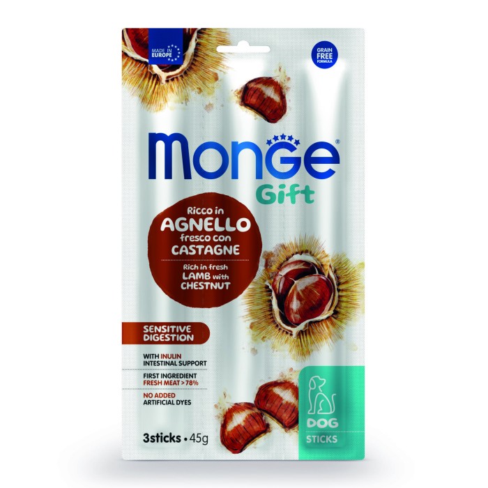 Мясная палочка Monge Gift Dog Sensitive digestion ягненка с каштанами 45 г (3х15 г)