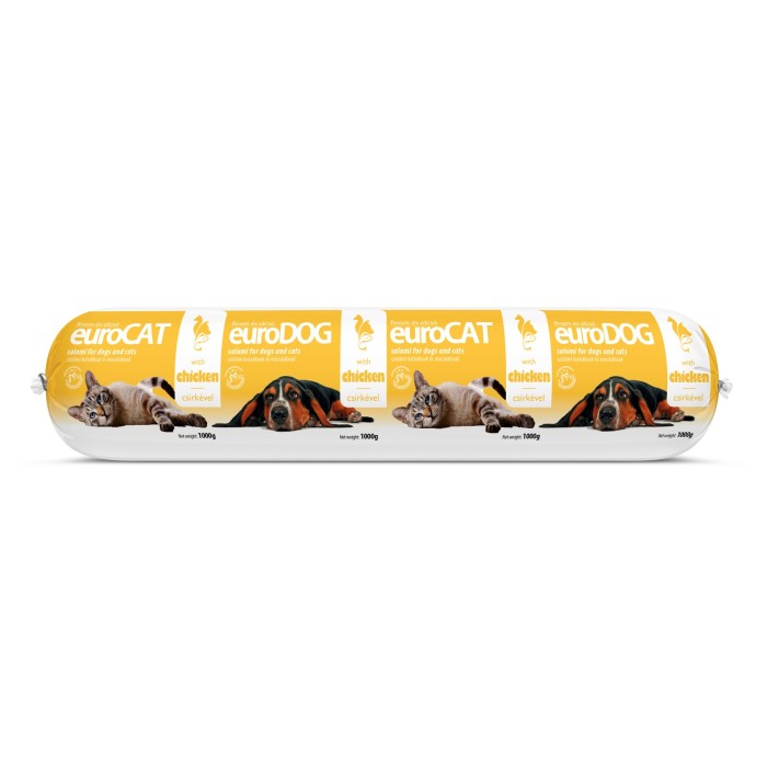 Вологий корм EuroDog/EuroCat Salami PLUS Chicken, для собак і котів, салямі з курятиною, 1 кг