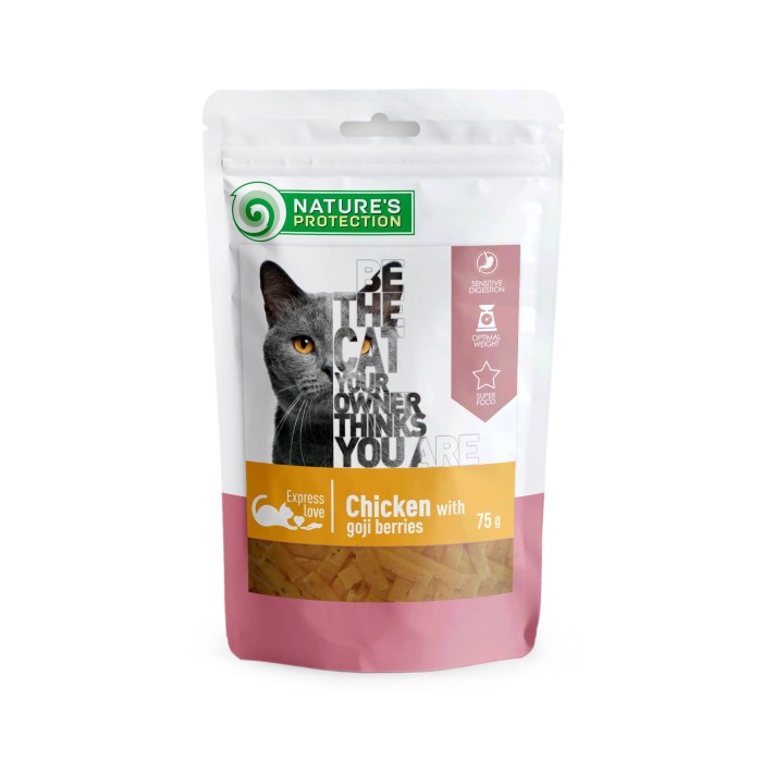 Ласощі для котів Nature's Protection CHICKEN & GOJI BERRIES, курка і ягоди годжі, 75 г