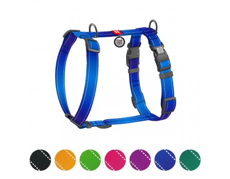 Шлея для собак H-подібна WAUDOG Nylon Mono QR світловід. розмір L Ш 25мм А 51-85cм В 60-85cм синій