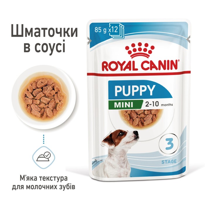 Набір для цуценят ROYAL CANIN MINI PUPPY 2 кг + 3 паучі 0.085 кг 
