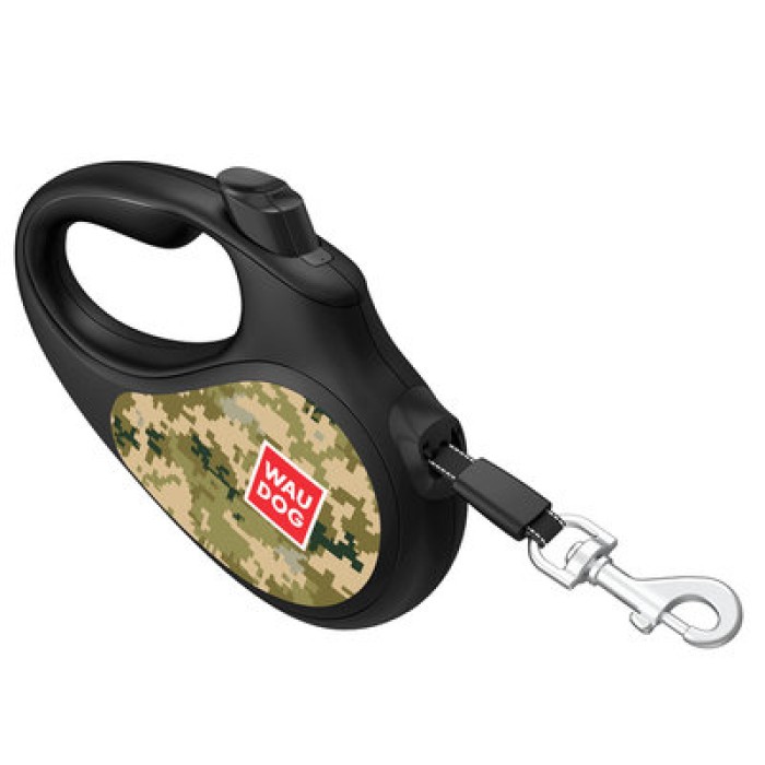 Повідець-рулетка для собак WAUDOG R-leash  "Мілітарі" XS до 12кг 3м світловідбивна стрічка
