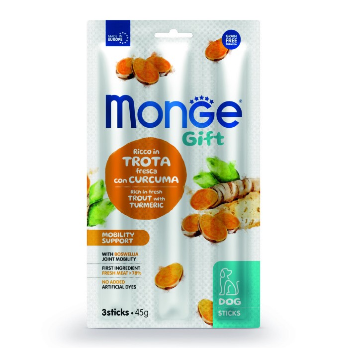 Мясная палочка Monge Gift Dog Mobility support форель с босвелией 45 г (3х15 г)